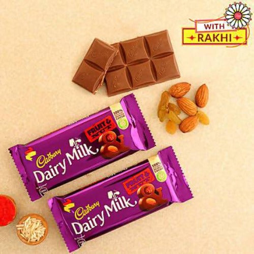 Ganesha Design Rakhi and Fruit N Nut Chocolates
