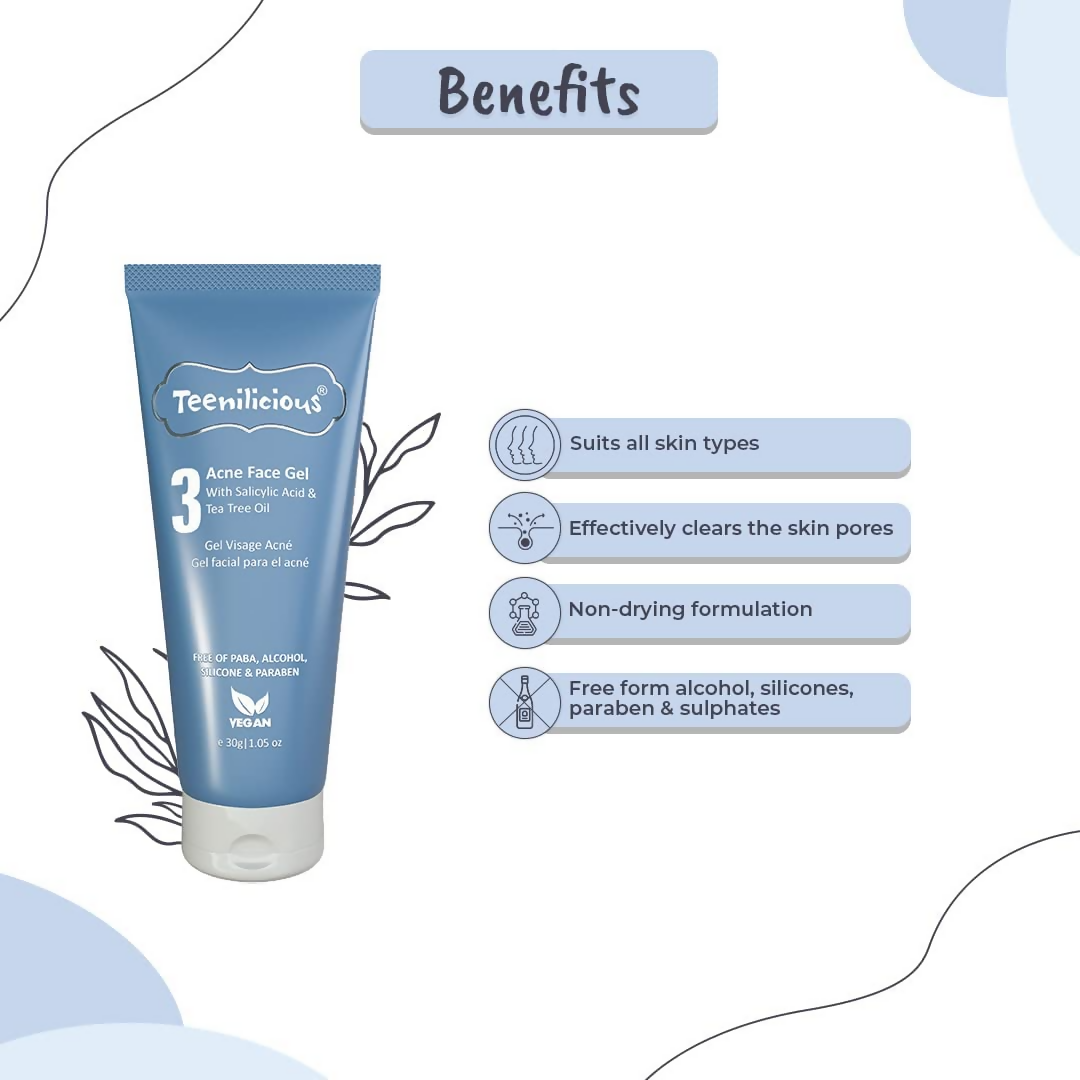 Teenilicious Acne Face Gel With 2% Salicylic Acid & Tea Tree Oil 