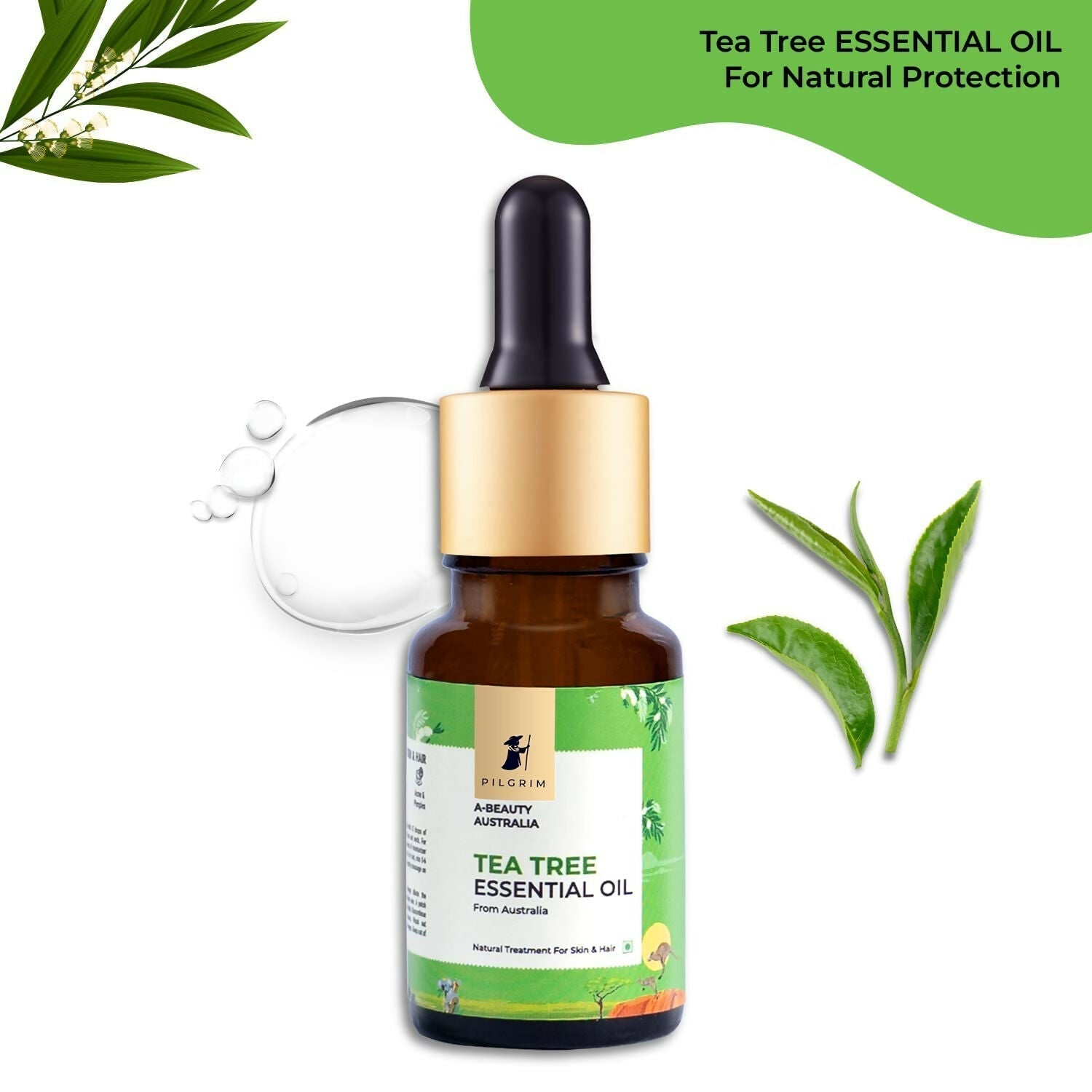 Pilgrim Australian Tea Tree Essential Oil For Hair, Skin Care, Acne & Pimples - Limited Time Offer - Swadesiicart