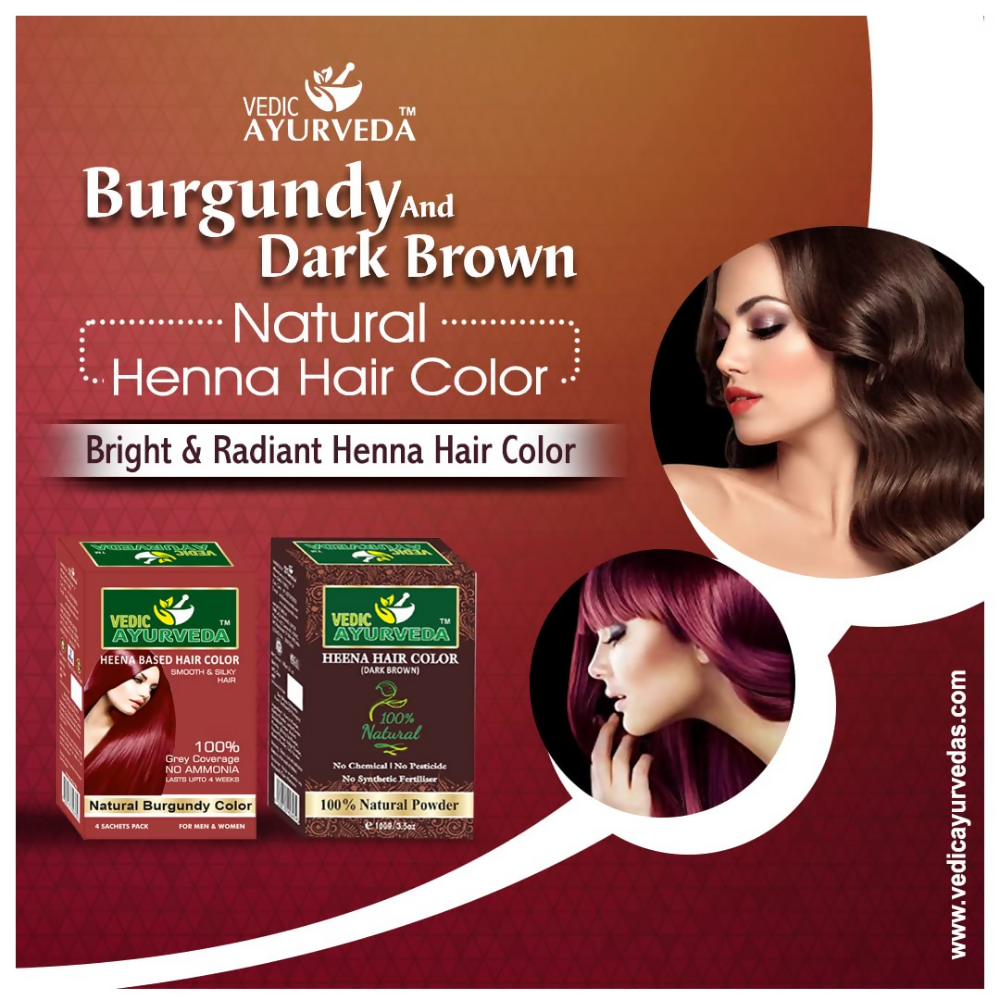 VedicAyurvedas No Ammonia Burgundy & Natural Henna Dark Brown Hair Color  Grab2Buy VedicAyurveda Grab2Buy