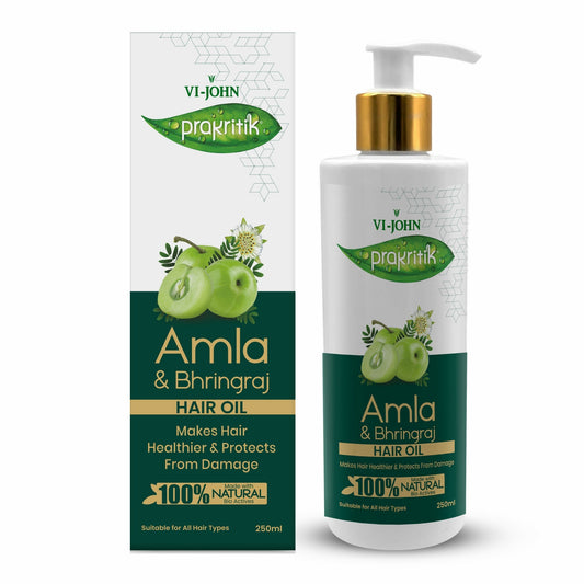 VI-JOHN Prakritik Amla & Bhringraj Hair Oil For premature greying, 100% Natural Bio-Actives  Grab2Buy VI-JOHN Grab2Buy