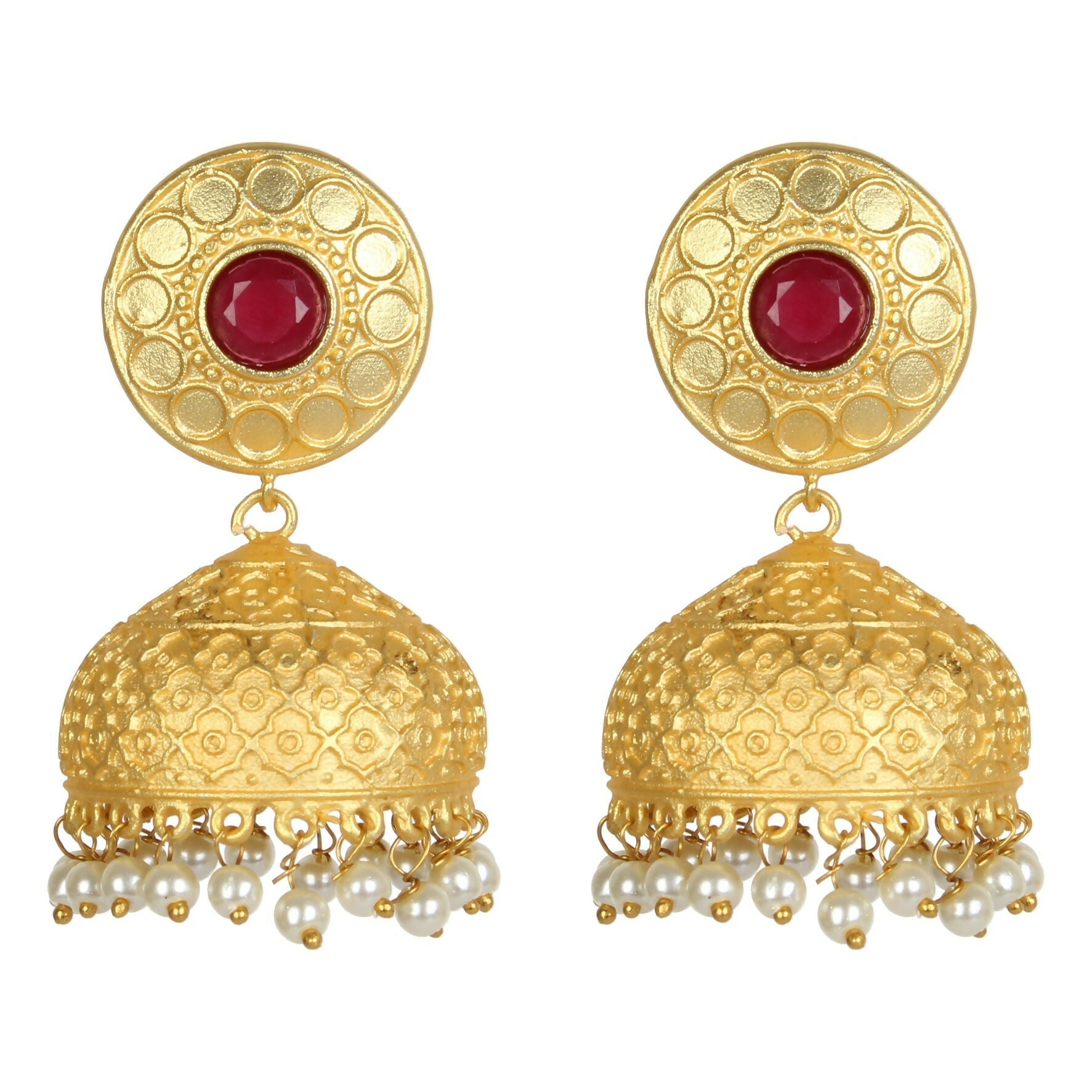 Joban Fashion Women Matte Gold Brass Jhumka | Swadesiicart