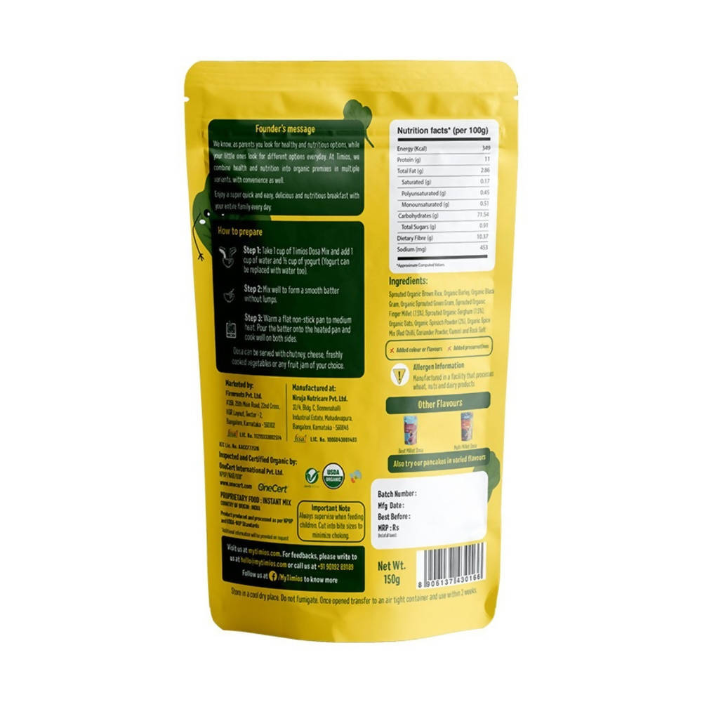 Timios Organic Millet Spinach Dosa Mix  Grab2Buy Timios Grab2Buy