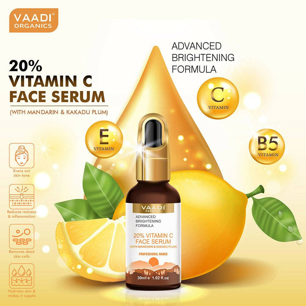 Vaadi Herbals 20% Vitamin C Face Serum With Advanced Brightening Formula  Grab2Buy Vaadi Herbals Grab2Buy