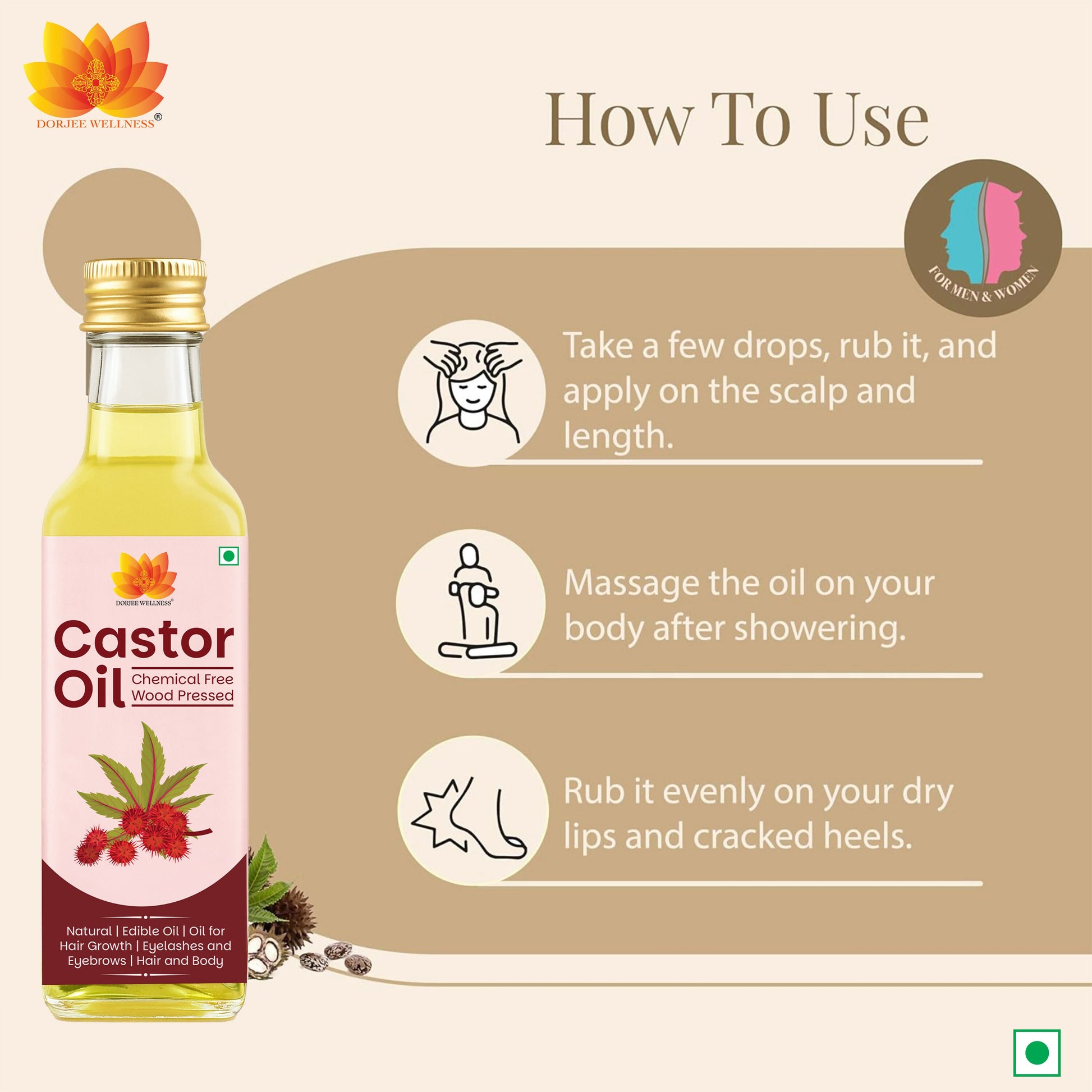 Dorjee Wellness Wood Pressed Castor Oil