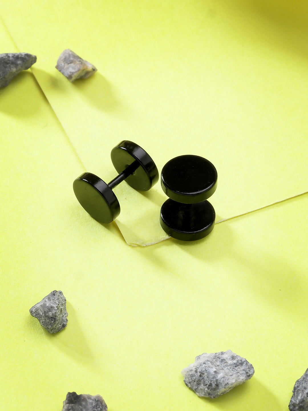 NVR Men's Black Rhodium-Plated Metal Studs Earring - Grab2buy