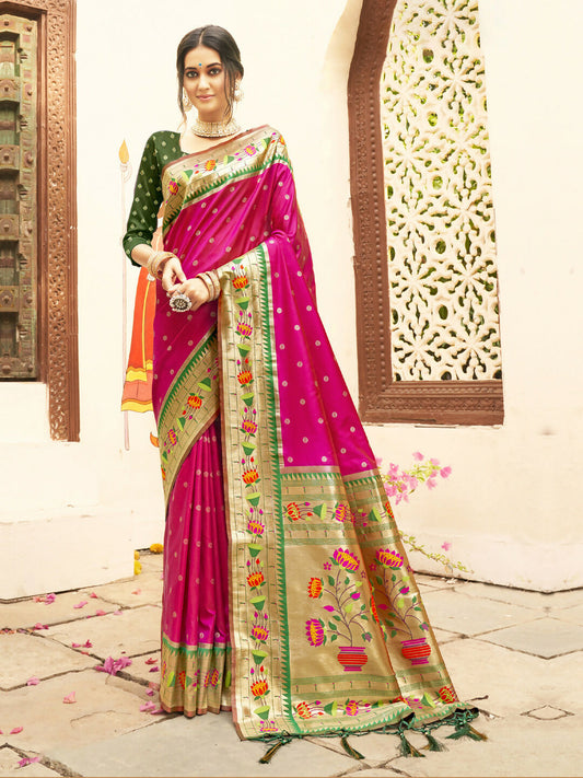 Shree Shyam Fashion Silk Blend Magenta Saree