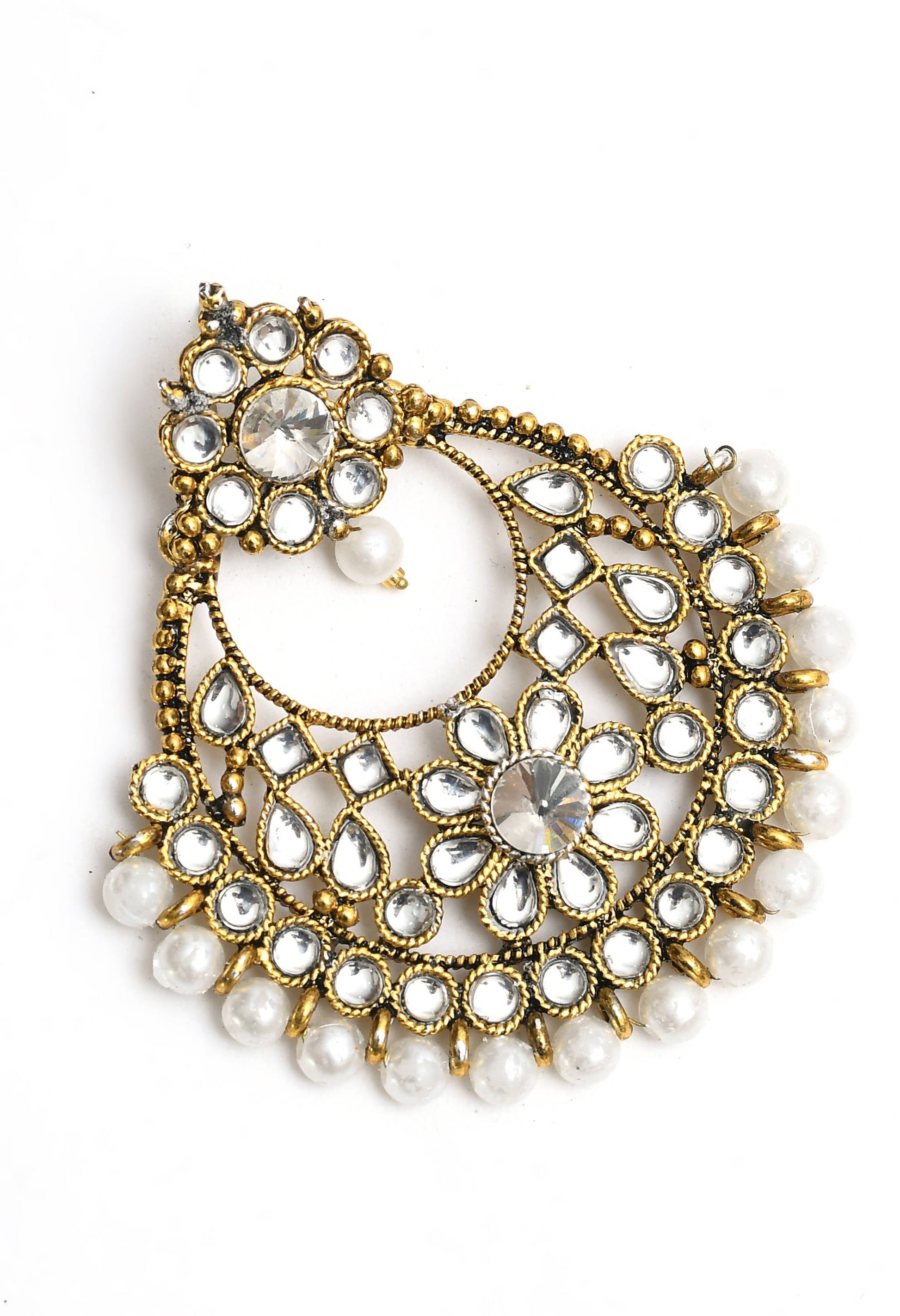Mominos Fashion Johar Kamal Beautiful Golden And White Beaded Earrings - Grab2buy