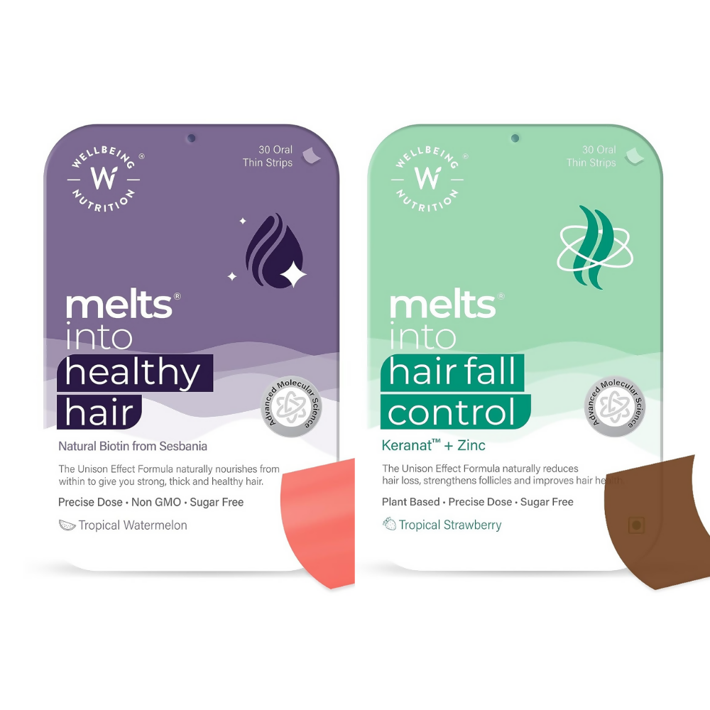 Wellbeing Nutrition Melts Healthy Hair & Hair Fall Control Strips Combo Nutritionalab Private Limited