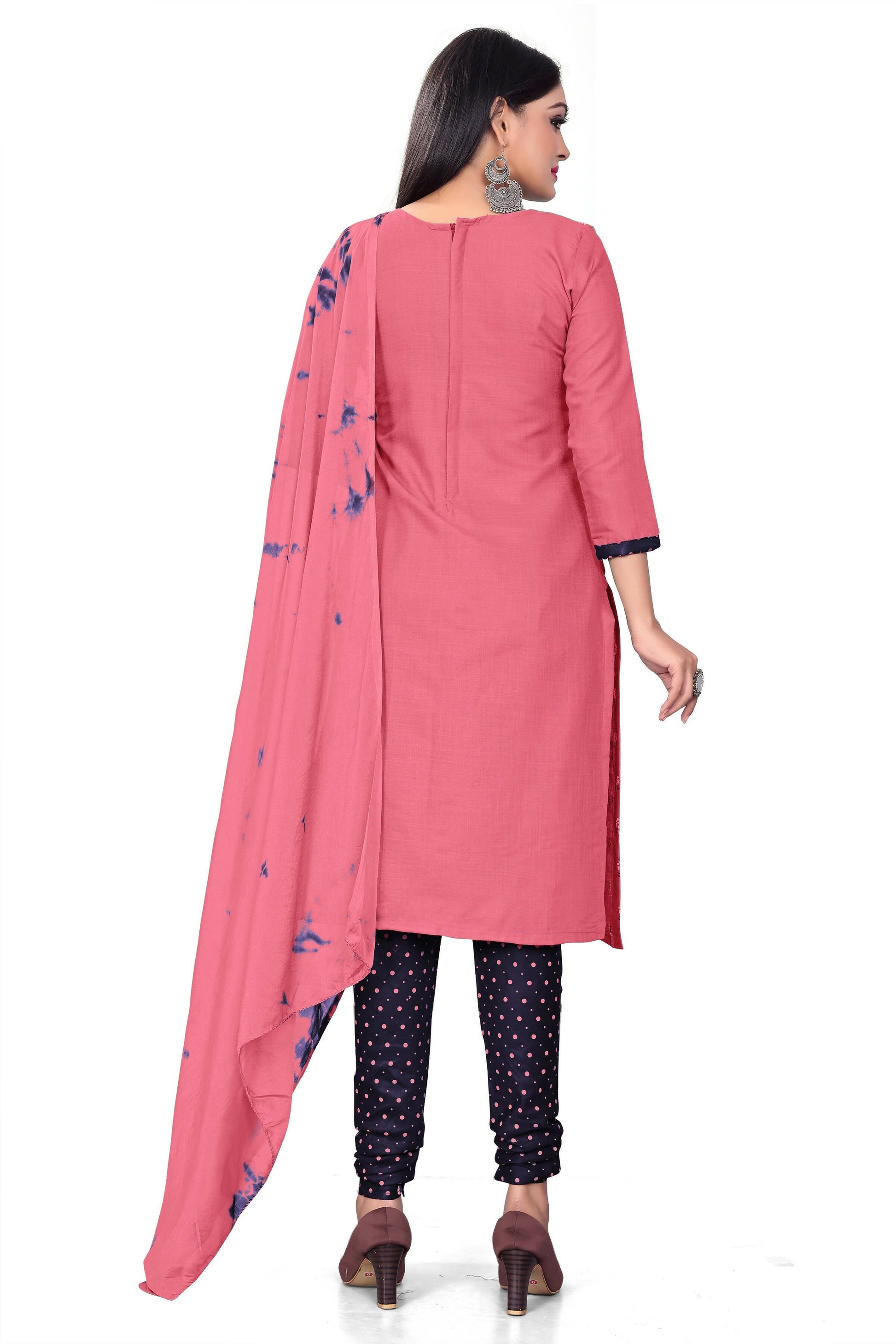 Pink Slab cotton Printed Unstitched Dress Material - Tanvi