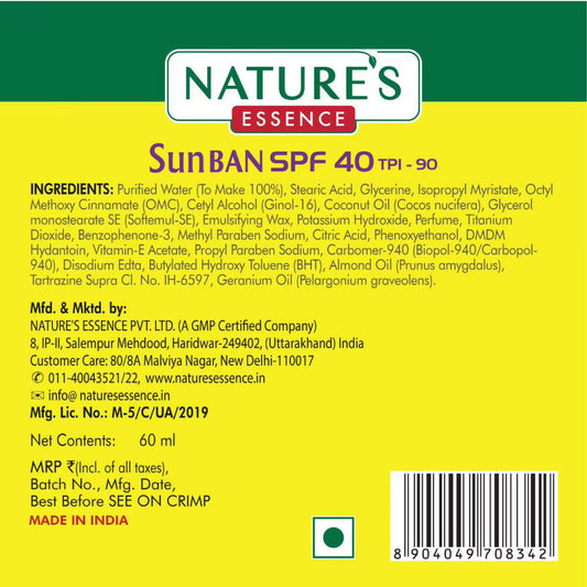 Nature's Essence Sun Ban Sunscreen Lotion SPF 40 