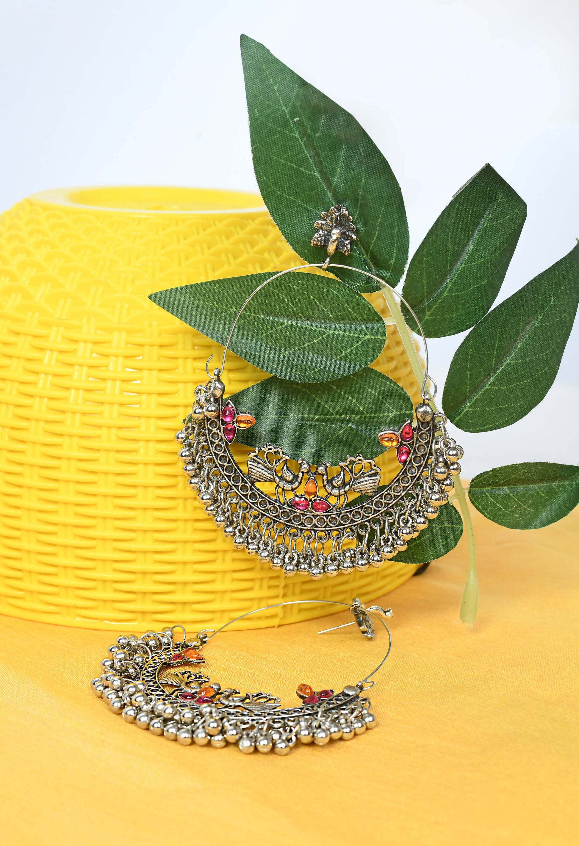 Mominos Fashion Johar Kamal Peacock Design Chandbali Earrings - Grab2buy