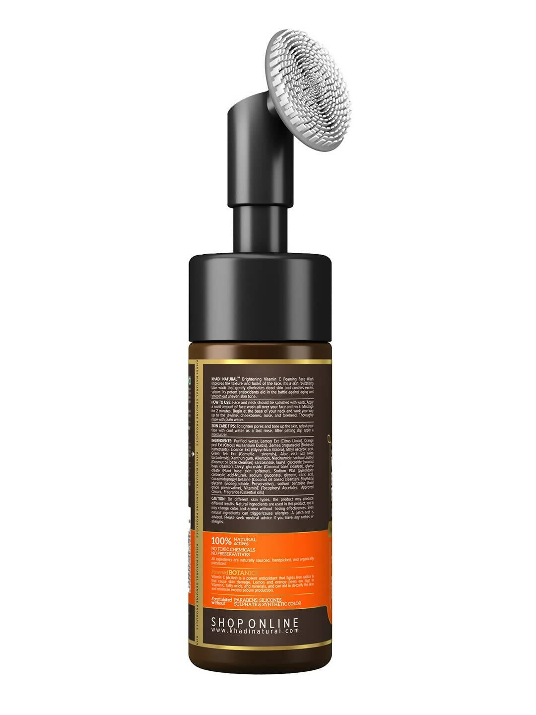 Khadi Natural Vitamin C Foaming Face Wash Within - Built Face Brush - 150ml 