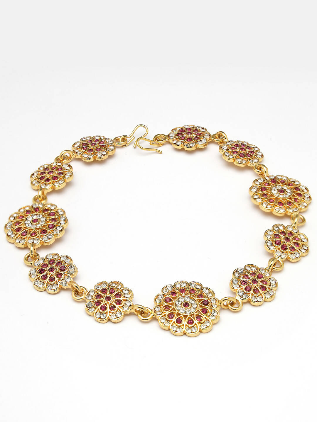 NVR Women's Gold-Polished Traditional Meenakari Stones Trending Matha Patti 