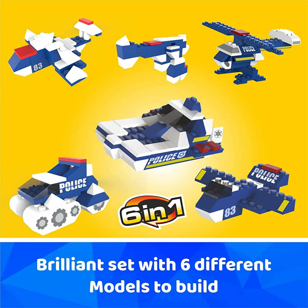 Webby 6 in 1 Police ABS Building Blocks Kit for Kids (169 Pcs)  Grab2Buy Webby Grab2Buy