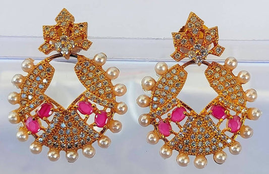AD Ruby Designer White Stone Earrings - Grab2buy