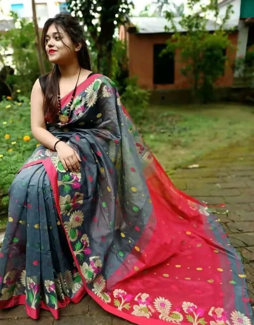 Exclusive Collection Grey Beautiful Handloom Silk Cotton Grab2Buy 