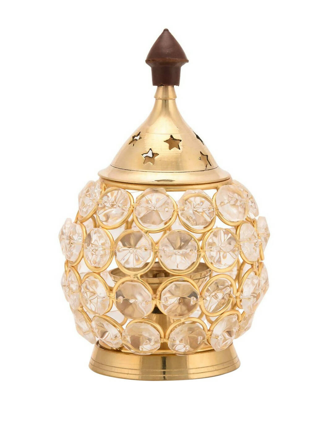 Craftvatika Gold Toned Brass Decorative Akhand Diya Oil Lamp 