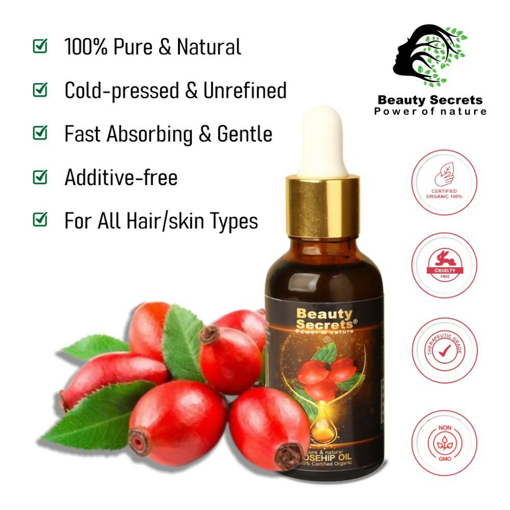 Beauty Secrets Certified Organic Rosehip Oil for Face and Body  Grab2Buy Beauty Secrets Grab2Buy