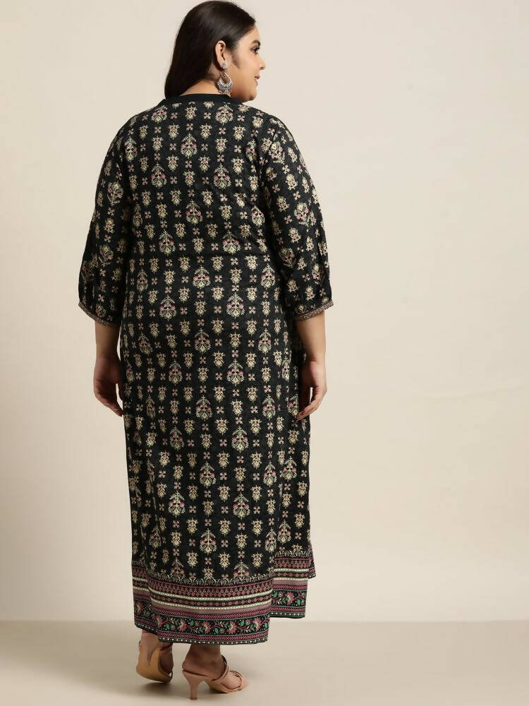 Juniper Women`s Dark Blue Rayon Fusion Wear Printed A-line Dress