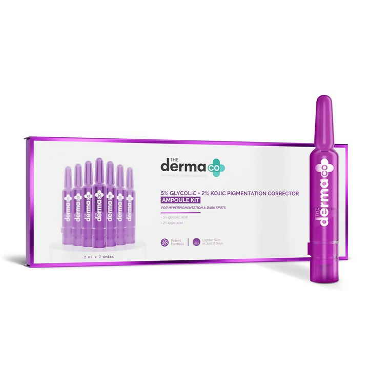 The Derma Co 5% Glycolic + 2% Kojic Pigmentation Corrector Ampoule Kit  Grab2Buy The Derma Co Grab2Buy