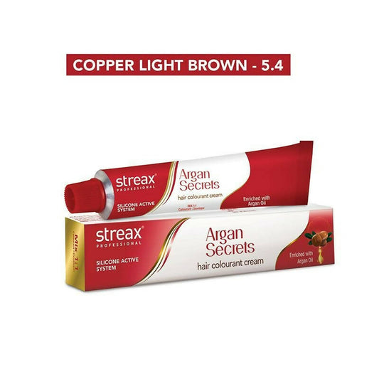 Streax Professional Argan Secrets Hair Colourant Cream - Copper Light Brown 5.4 - Grab2buy