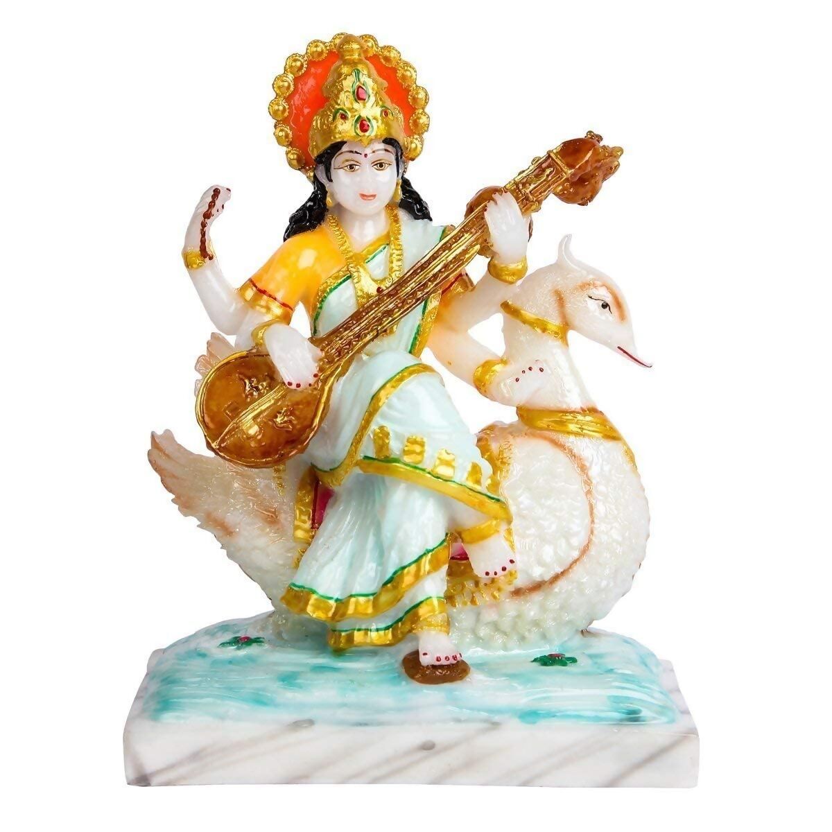 Divine Gifts Marble Dust Goddess Saraswati Idol - Grab2buy