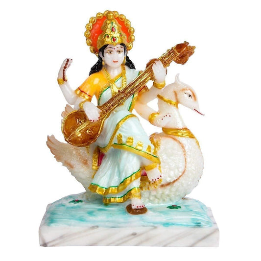 Divine Gifts Marble Dust Goddess Saraswati Idol - Grab2buy
