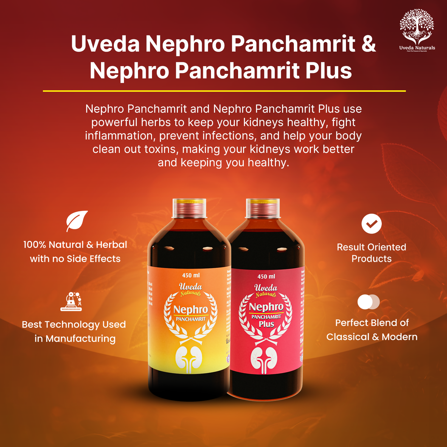 Uveda Naturals Nephro Panchamrit and Nephro Panchamrit Plus Combination 