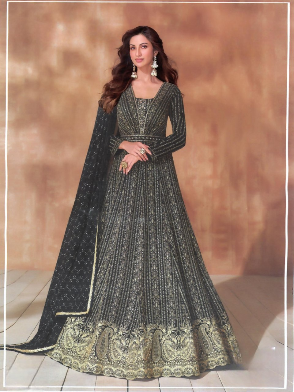 Anaita Black Georgette Readymade Anarkali Suit with Sequence Work