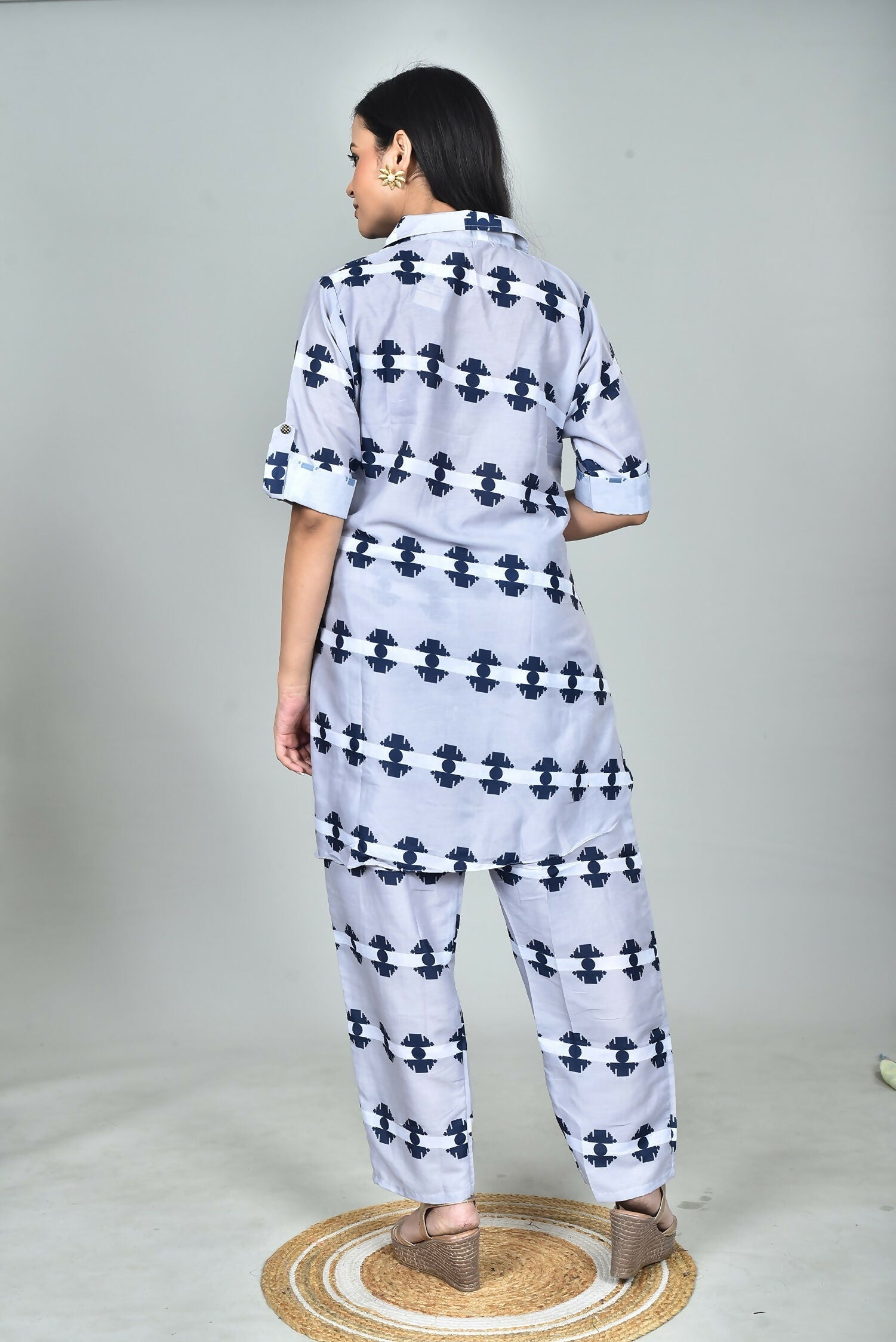 Morchari Digital Print Semi Muslin Co-Ord Set Top & Trouser-Multicolor 