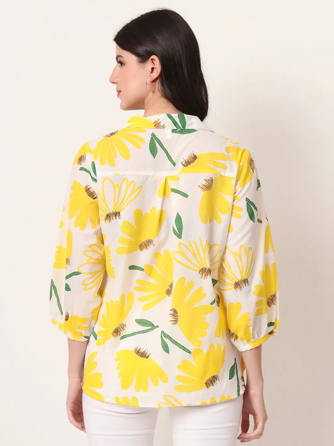 Yufta Yellow Cotton Shirt Collar Shrit Style Top  Grab2Buy Yufta Grab2Buy