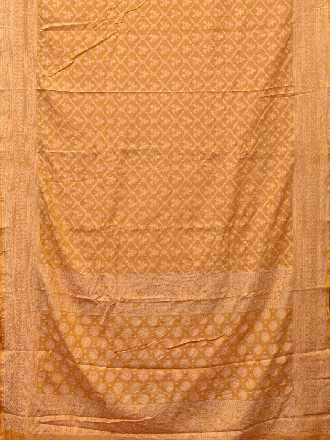 Yellow Cut Work Tussar Cotton Handloom Grab2Buy with All Over Jamdani Style Design - Global Threads 