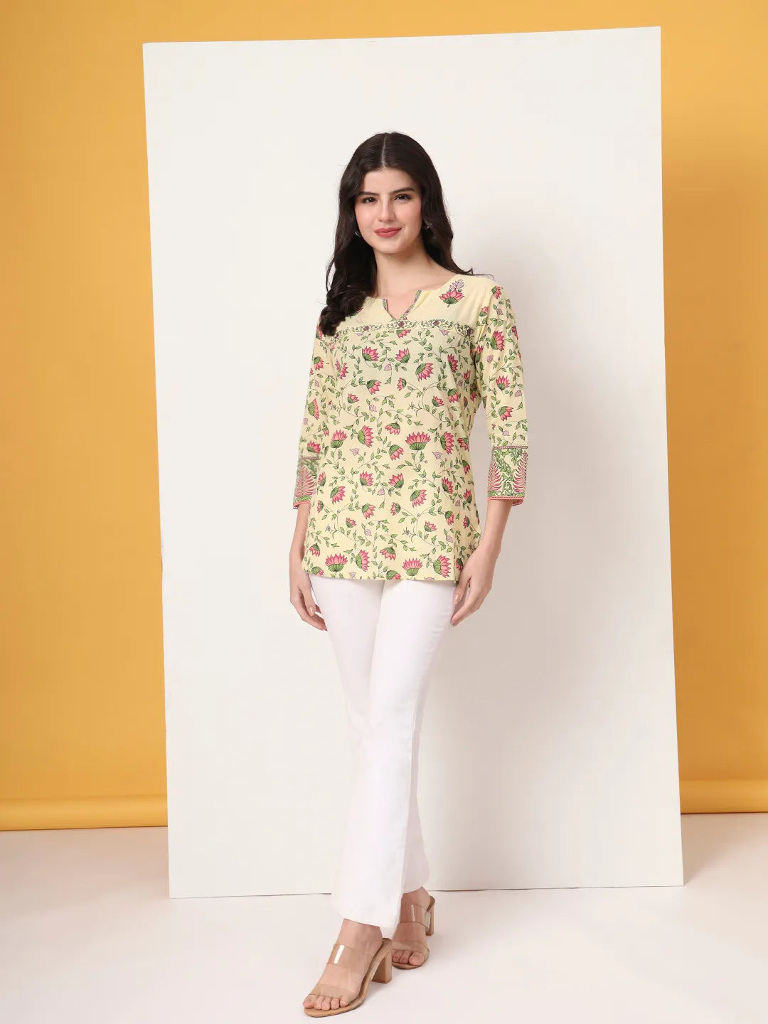 Yufta Yellow Pure Cotton Peplum Top  Grab2Buy Yufta Grab2Buy