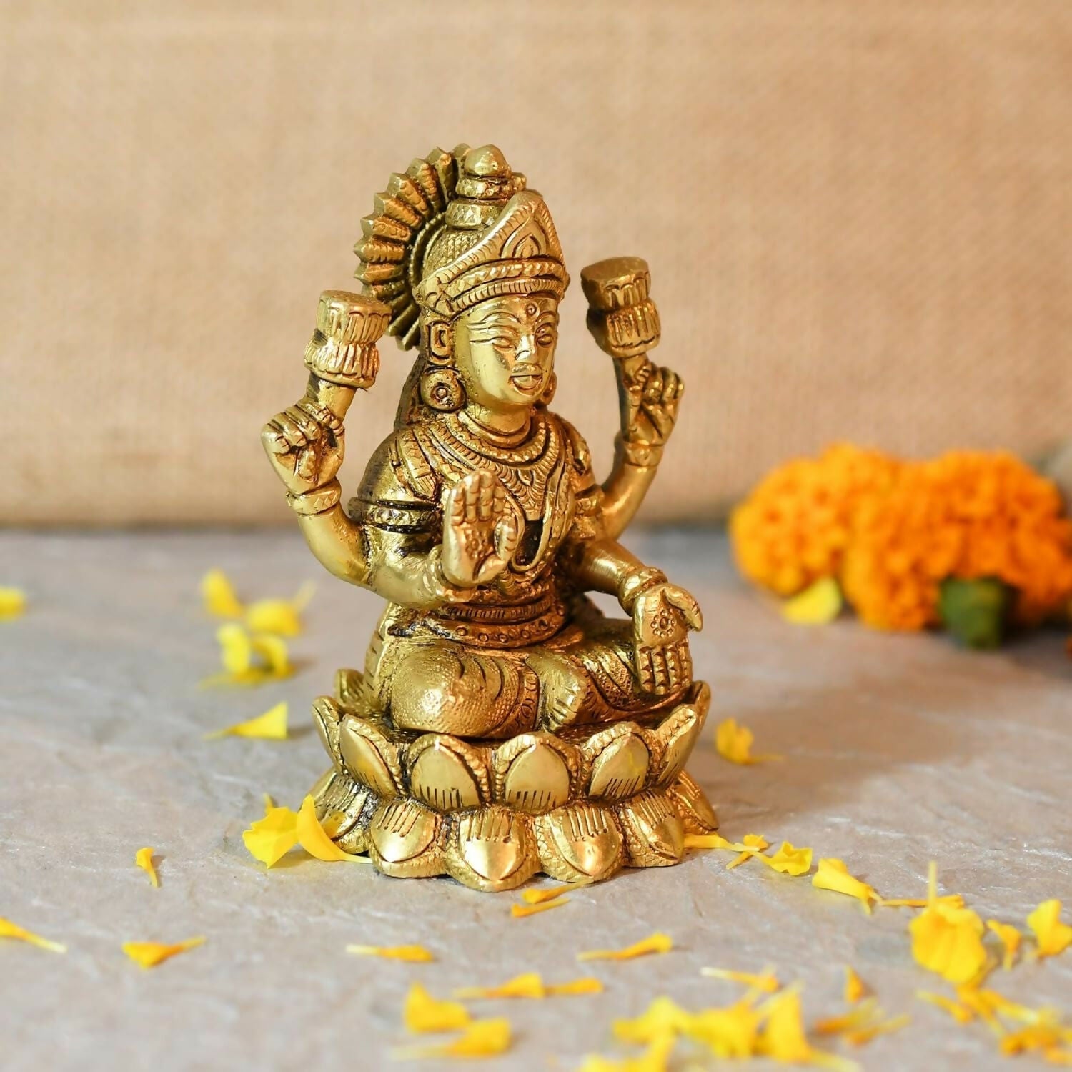 Collectible India Brass Lakshmi Goddess Statue - Grab2buy