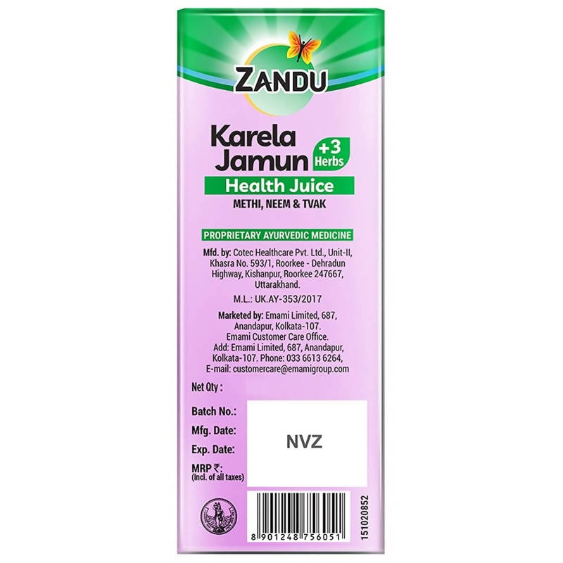 Zandu Karela Jamun + 3 Herbs Health Juice 