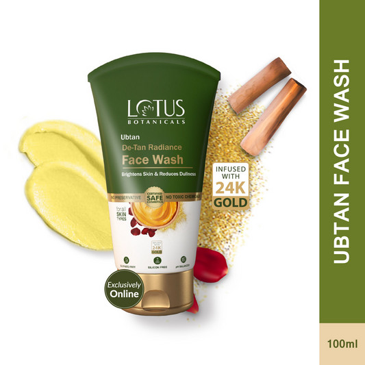 Lotus Botanicals Ubtan De-Tan Radiance Face Wash Infused with 24K Gold Rejuvenated Skin