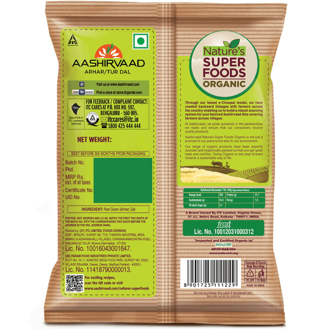Aashirvaad Nature's Super Foods Organic Tur Dal - Grab2buy