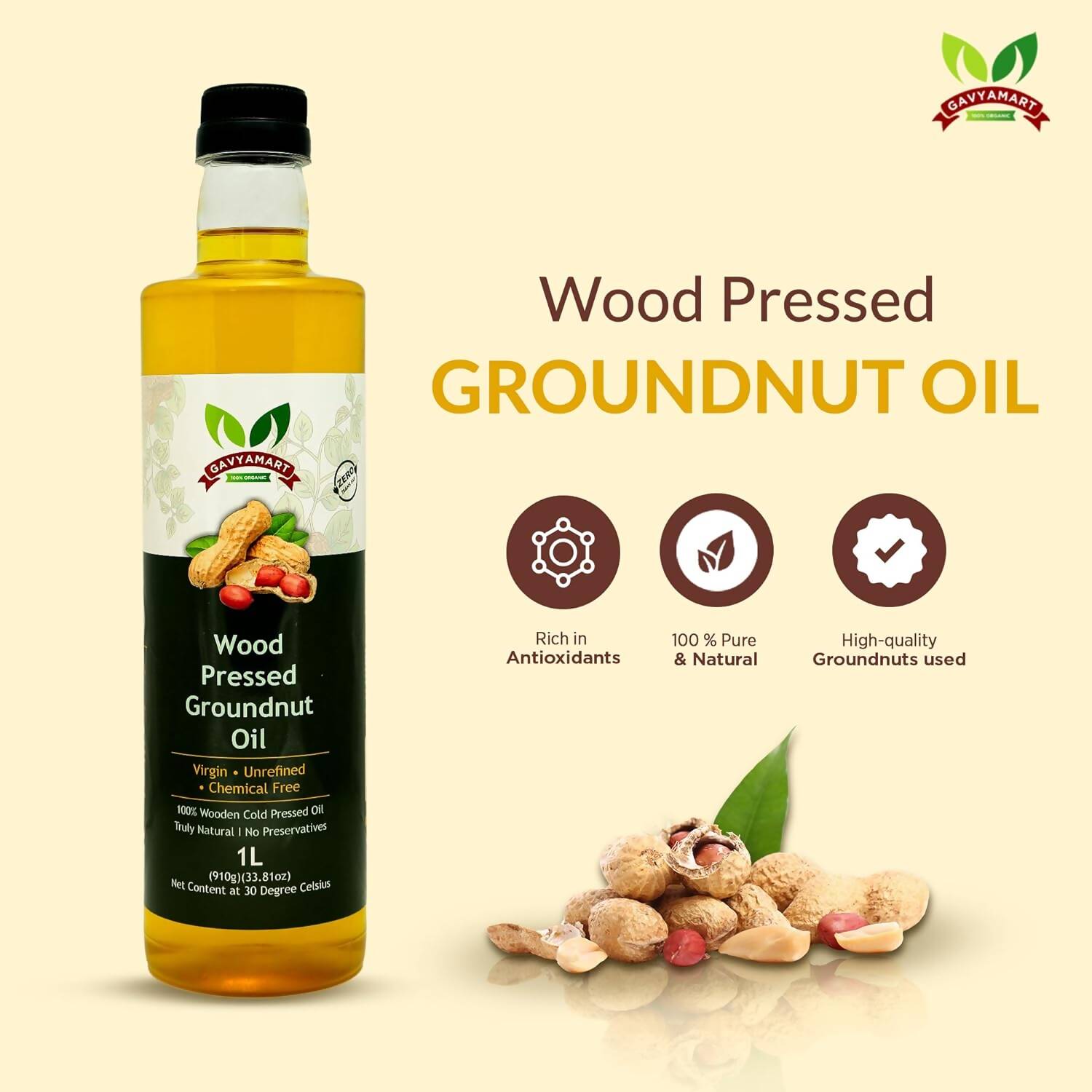 Gavyamart Wood Pressed Groundnut Oil - Grab2buy