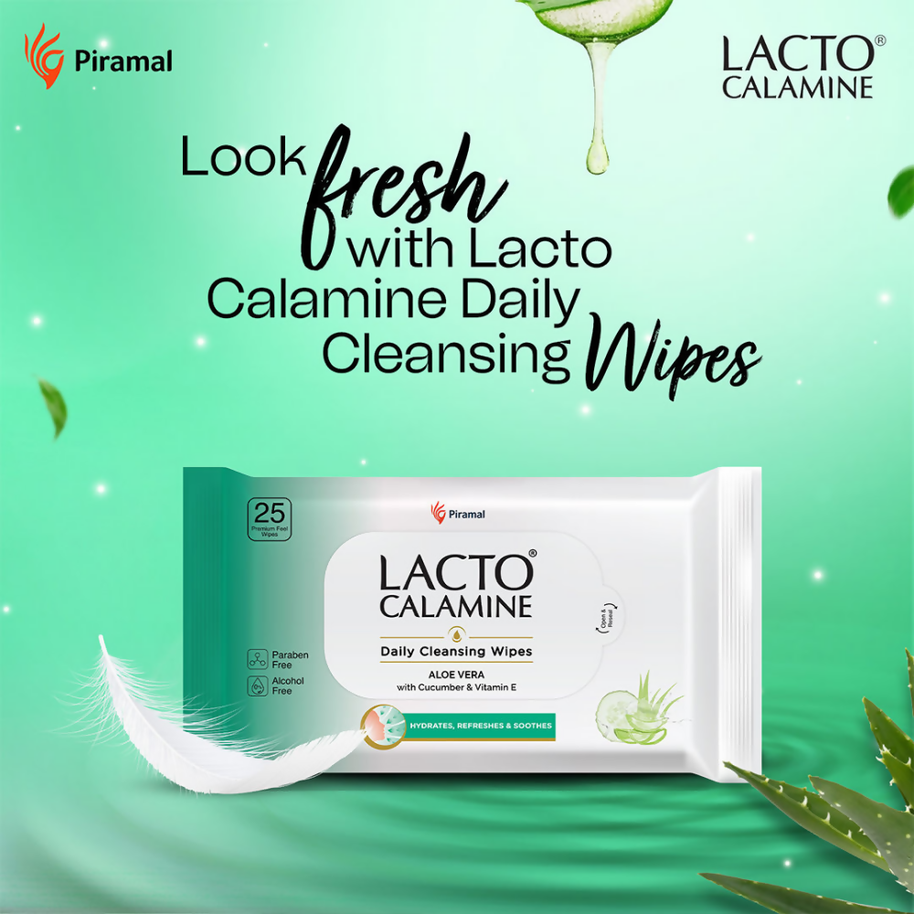 Lacto Calamine Daily Cleansing Face Wipes, Makeup Remover Wipes 