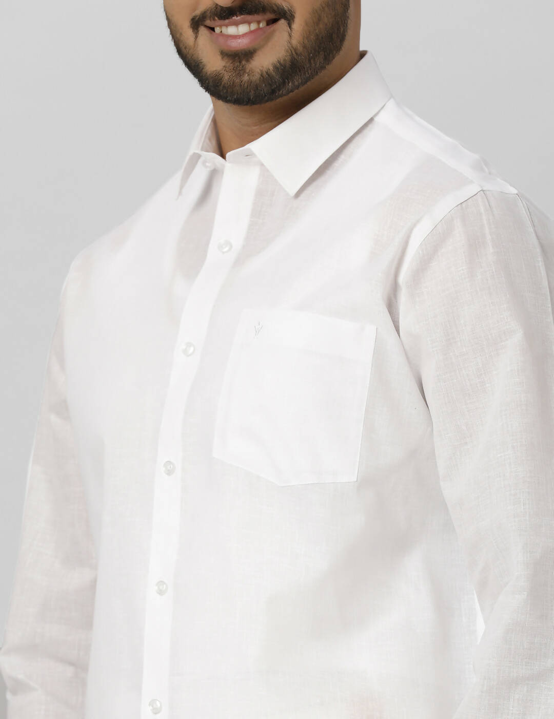 Ramraj Cotton Mens Full Sleeve Formal Poly Cotton White Shirt 