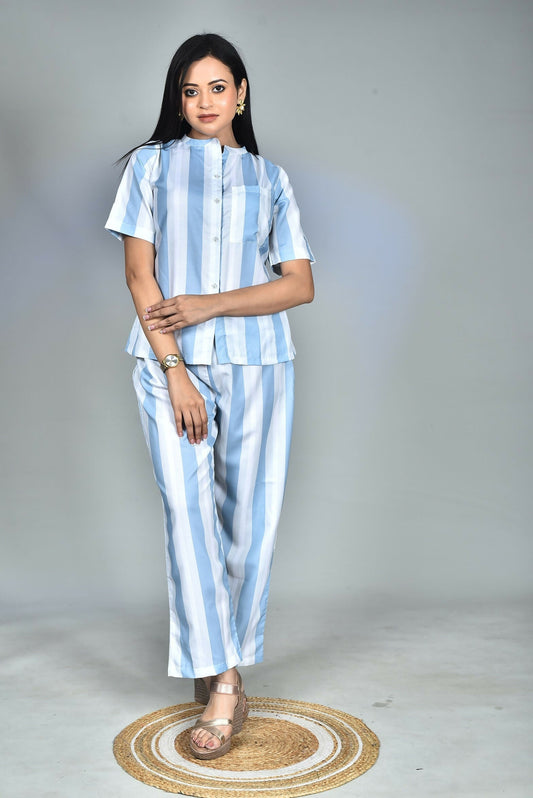 Morchari Digital Print Semi Muslin Co-Ord Set Top & Trouser-Multicolor 