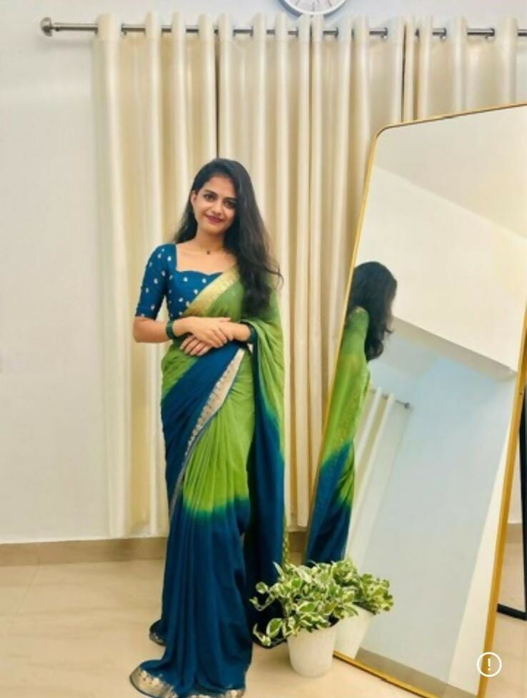 Exclusive Collection Green Party Wear Georgette Grab2Buy 