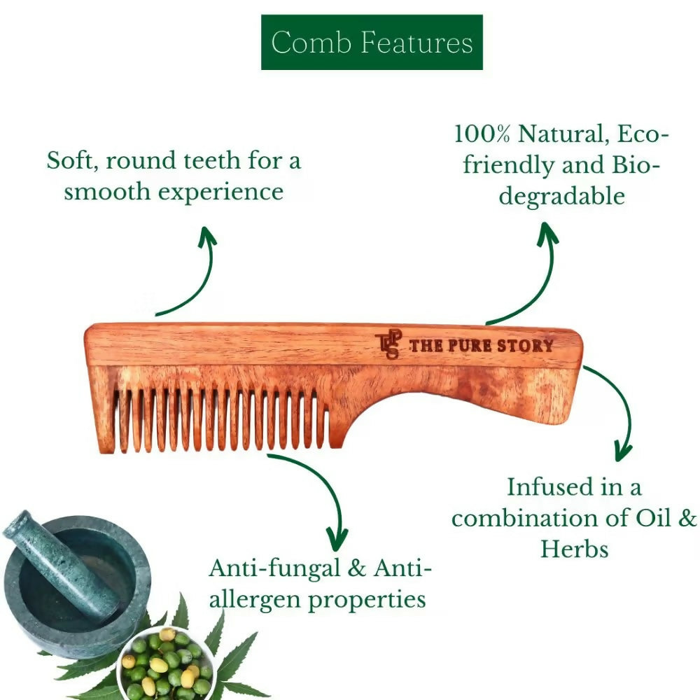 The Pure Story Oil Infused Neem Wood Handle Comb  Grab2Buy The Pure Story Grab2Buy
