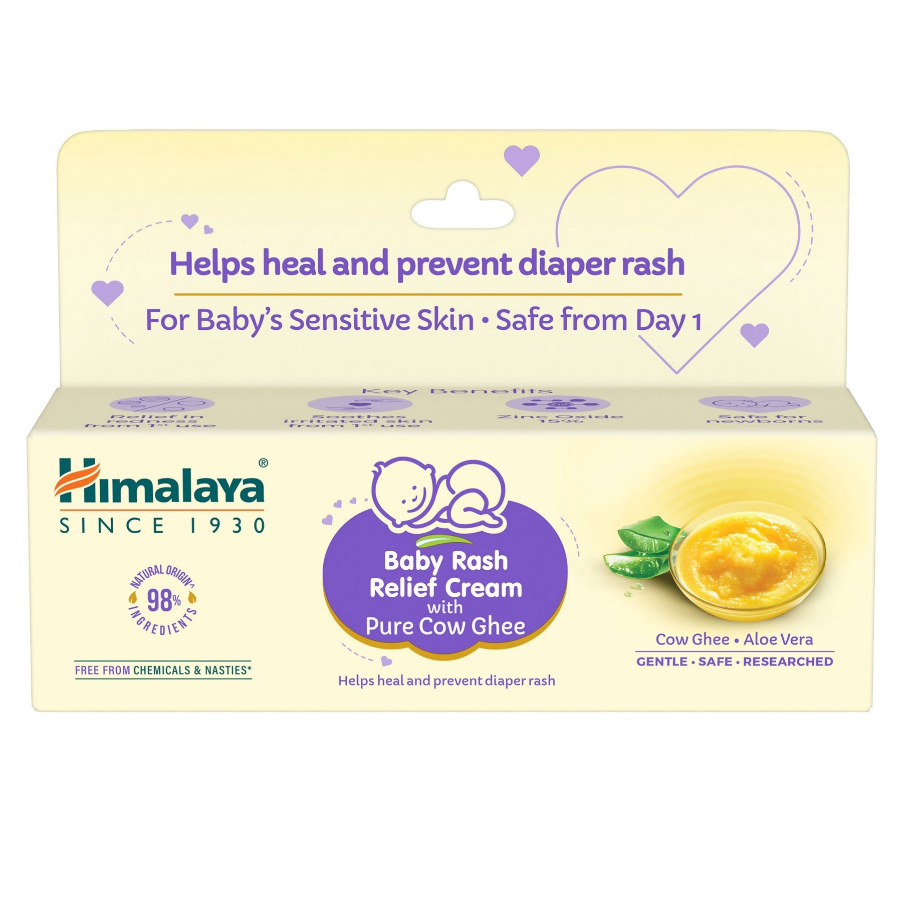 Himalaya Herbals Baby Rash Relief Cream with Pure Cow Ghee | Ayurvedic Healing Cream for Diaper Rash 