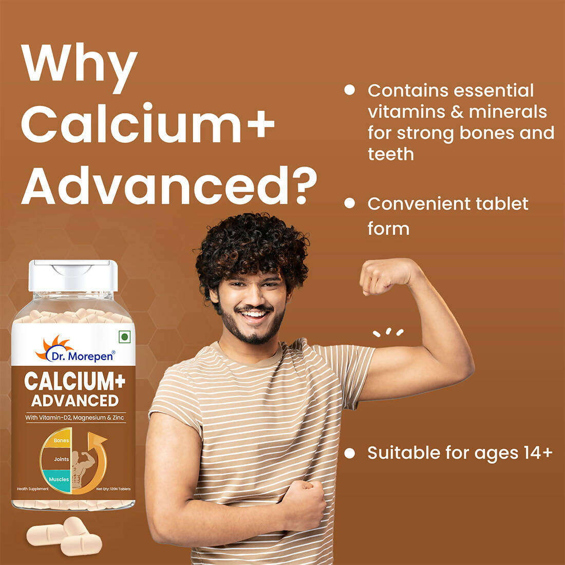Dr. Morepen Calcium+ Advanced Tablets with Vitamin - D2, Magnesium & Zinc 