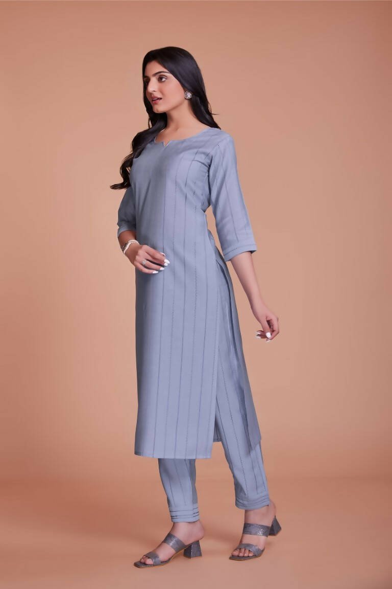 Aastha Fashion Women's Purple Viscose Solid Kurti with Bottom - Grab2buy