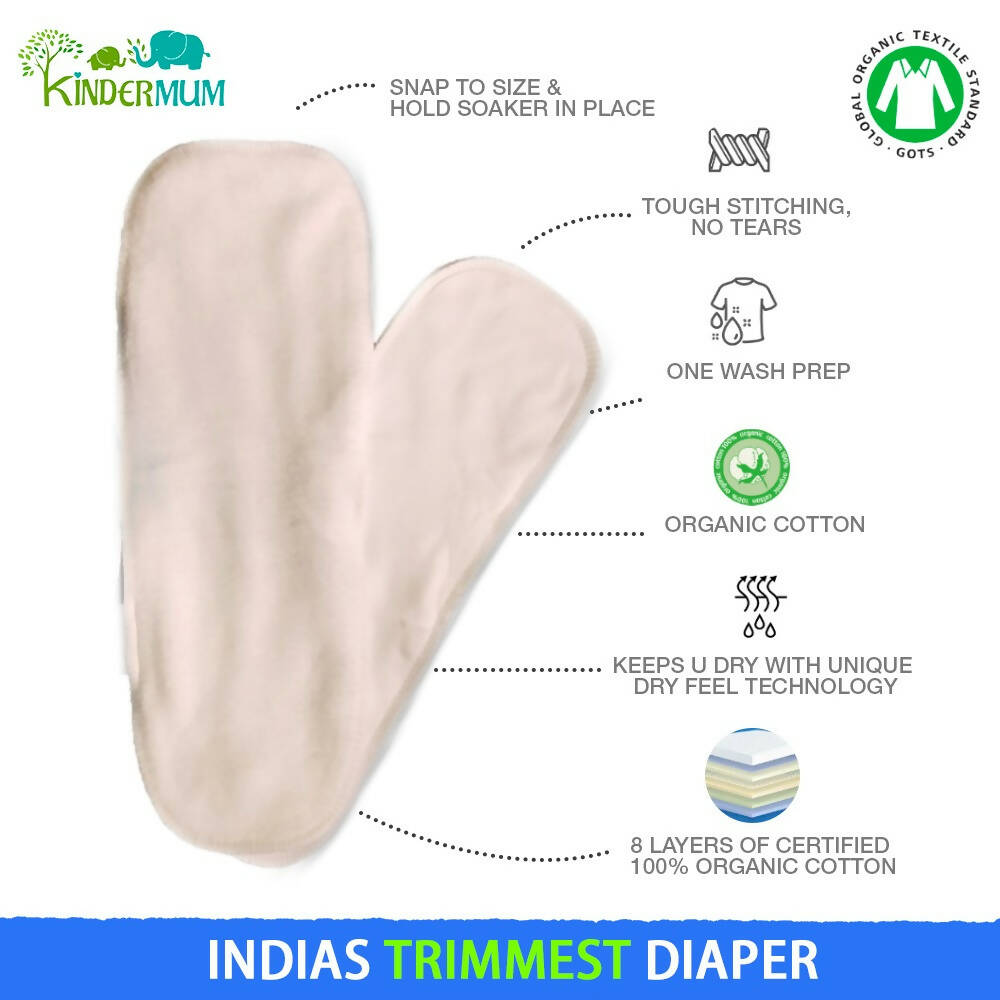 Kindermum Nano Aio Cloth Diaper With 2 Organic Cotton Inserts- Polka hues For Kids