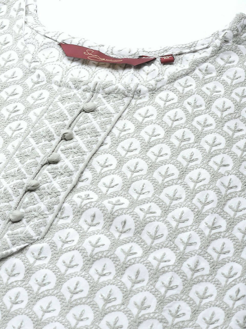 Deeps women's Grey Embroidered Rayon Kurta