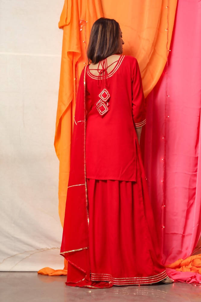 Cheera Red Kurta Palazzo Dupatta set Online